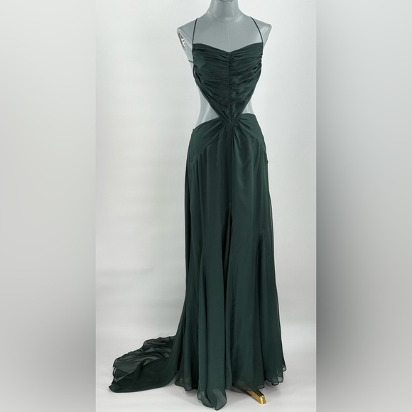 cult gaia Dresses & Skirts - 🆕 CULT GAIA 🧿 NWOT Aphea Silk Cut Out Backless Dress, Forest Green - Sz US 4